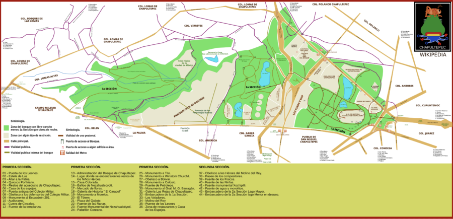 Mapa general de Chapultepec