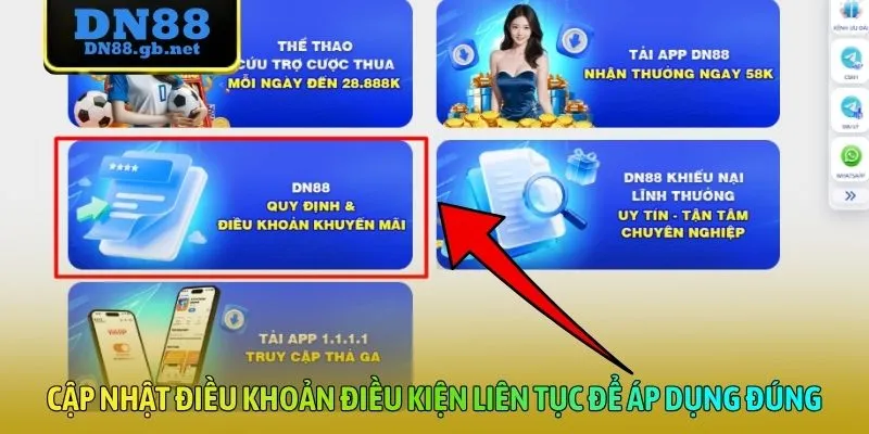 Cập nhật điều khoản điều kiện liên tục để áp dụng đúng